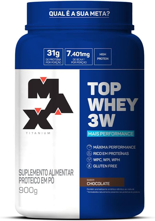 Max Titanium Top Whey 3W Mais Performance 900G Chocolate